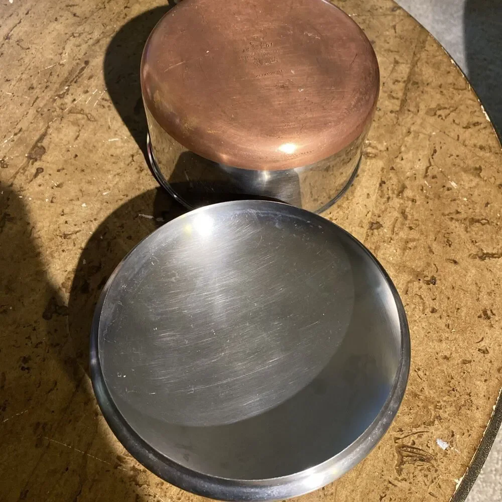 Vintage Revere Ware 2 qt Sauce Pan, Copper Bottom, Stainless Steel, With Lid